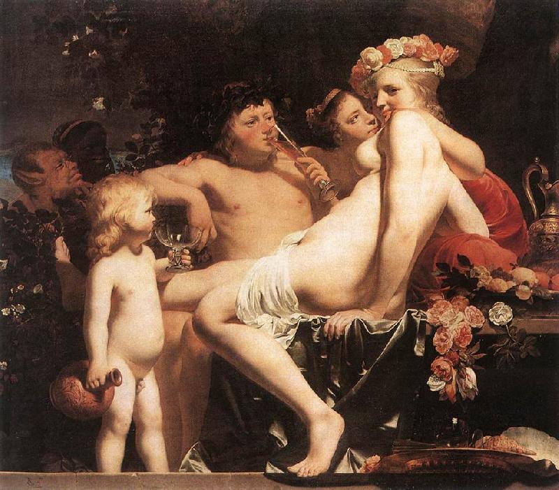 EVERDINGEN, Caesar van Bacchus with Two Nymphs and Cupid fg Sweden oil painting art